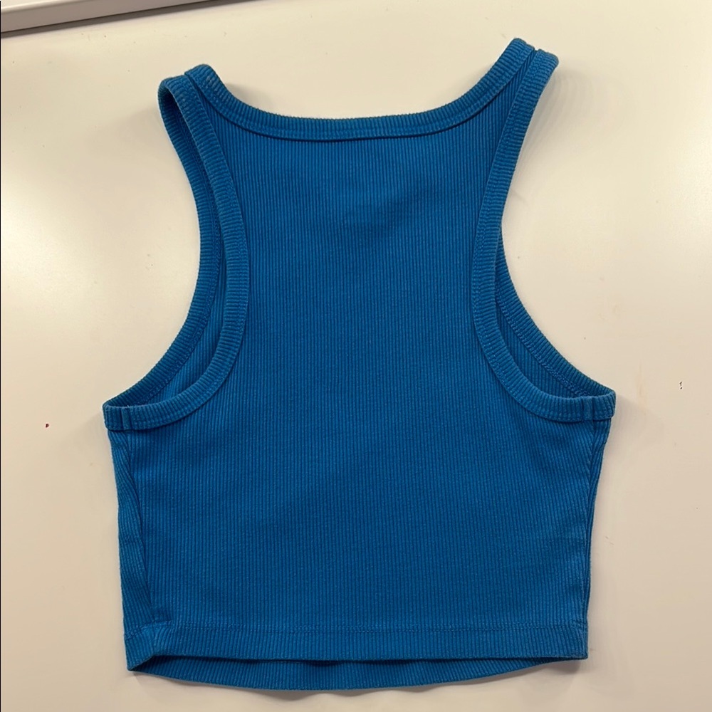 Blue Ribbed Tank Top - Picture 3 of 4